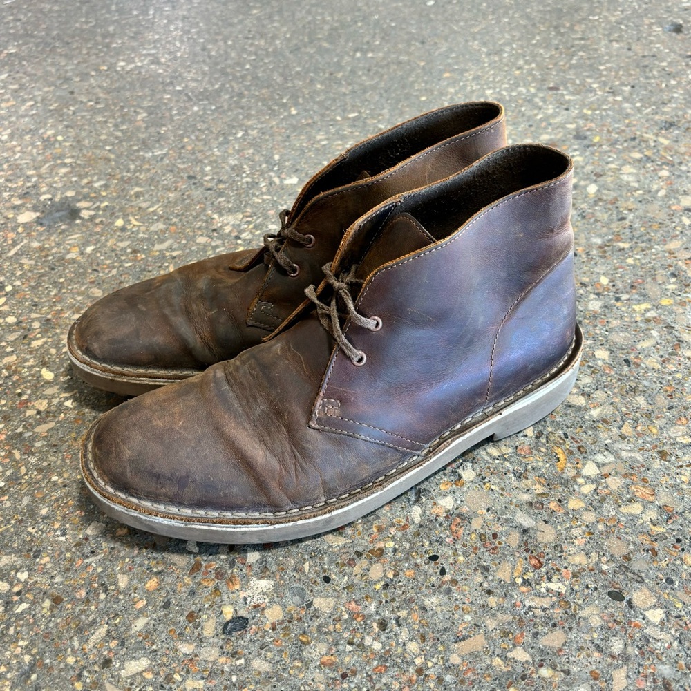 Clarks Desert Chukka Boots Mens 8.5 Brown #15522 Leather Casual Lace Up Shoes